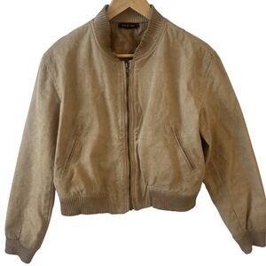 Blu Pepper Tan Bomber Jacket | Size Medium